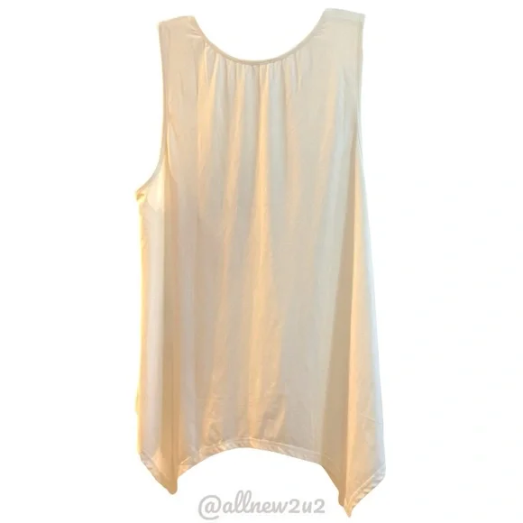 Rose Gal Swim Cover Up Butterfly Sleeveless Top Asymmetric White 2X - Picture 4 of 13